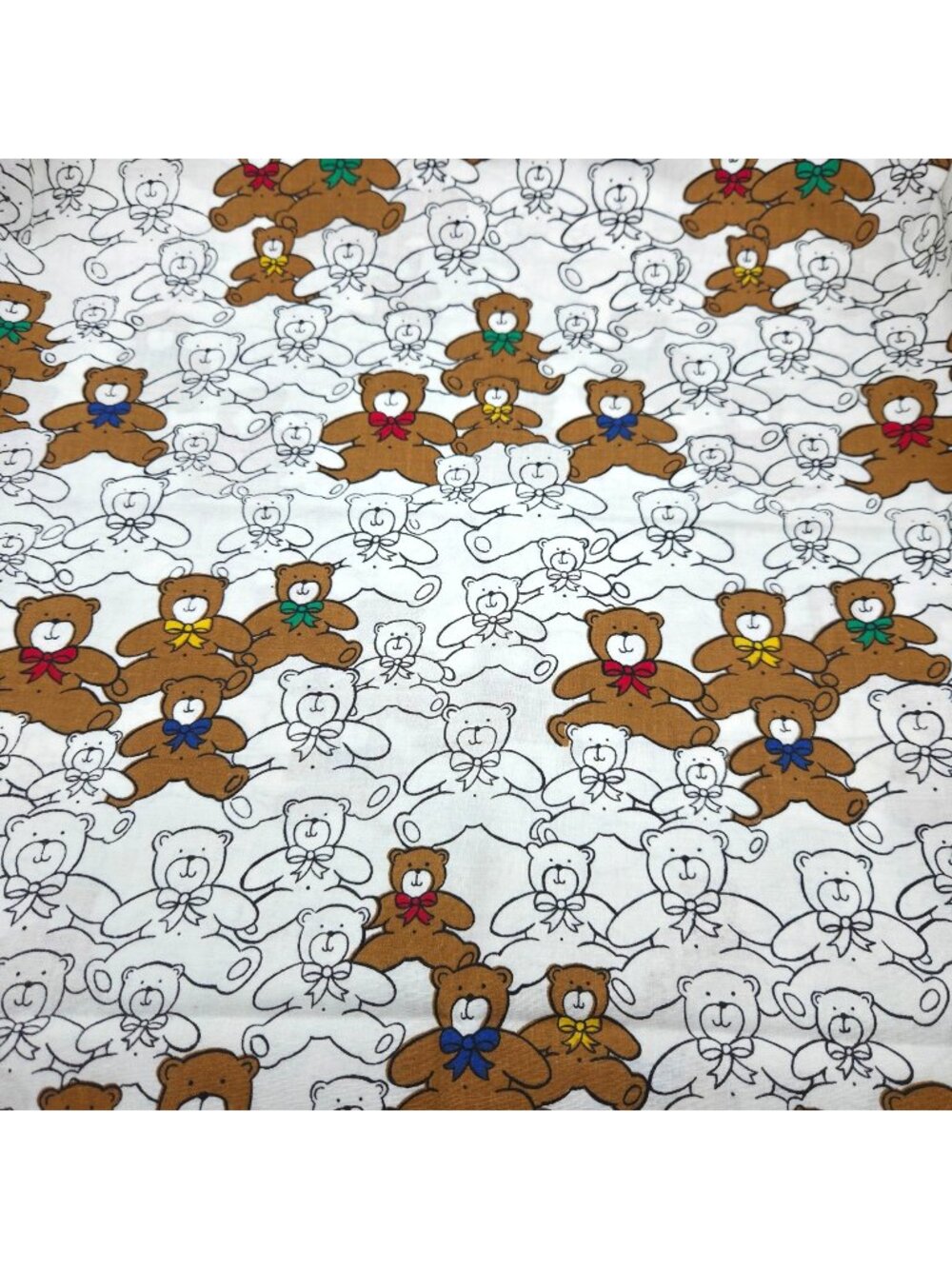 Vintage Princess Fabrics Teddy Bears in Bow Ties Print Cotton Fabric OOP 1 Yard